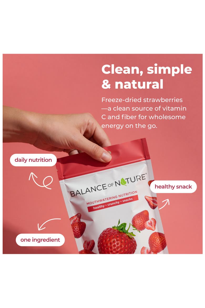 Dried Strawberries (5 Pack) 100% Real Fruit, Crunchy Strawberry Slices, Healthy Snack, Mouthwatering Nutrition, Gluten-Free, Vegan, No Sugar Added, Five 1.4 oz Bags, Alternate, color, Red