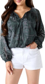 GUESS Avery Burnout Velvet Top