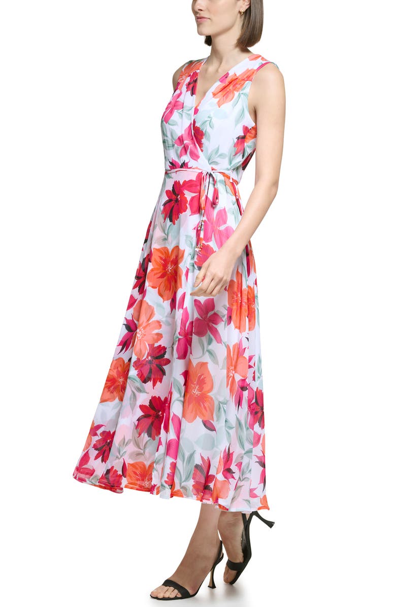 Calvin Klein Floral Chiffon Mock Wrap Dress | Nordstromrack