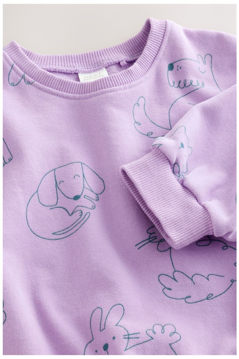 Kids' Animal Doodle Fleece Sweatshirt, Alternate, color, PURPLE