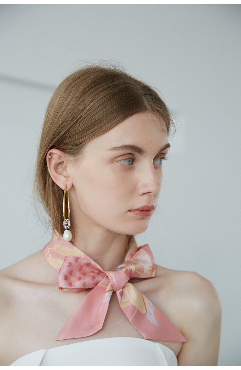 Lost Pattern El Amor Silk Skinny Scarf, Alternate, color, Nude Pink