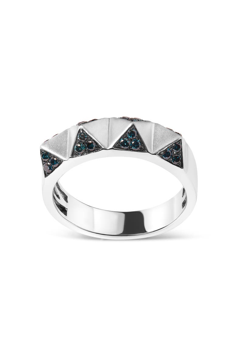 14K White Gold 1/4 Cttw Treated Blue Diamond Pyramid Band Ring, Main, color, White