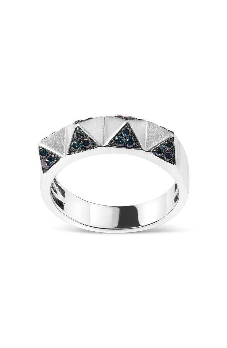 Haus of Brilliance 14K White Gold 1/4 Cttw Treated Blue Diamond Pyramid Band Ring, Main, color, White