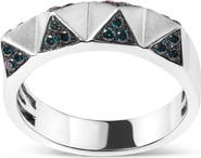 Haus of Brilliance 14K White Gold 1/4 Cttw Treated Blue Diamond Pyramid Band Ring