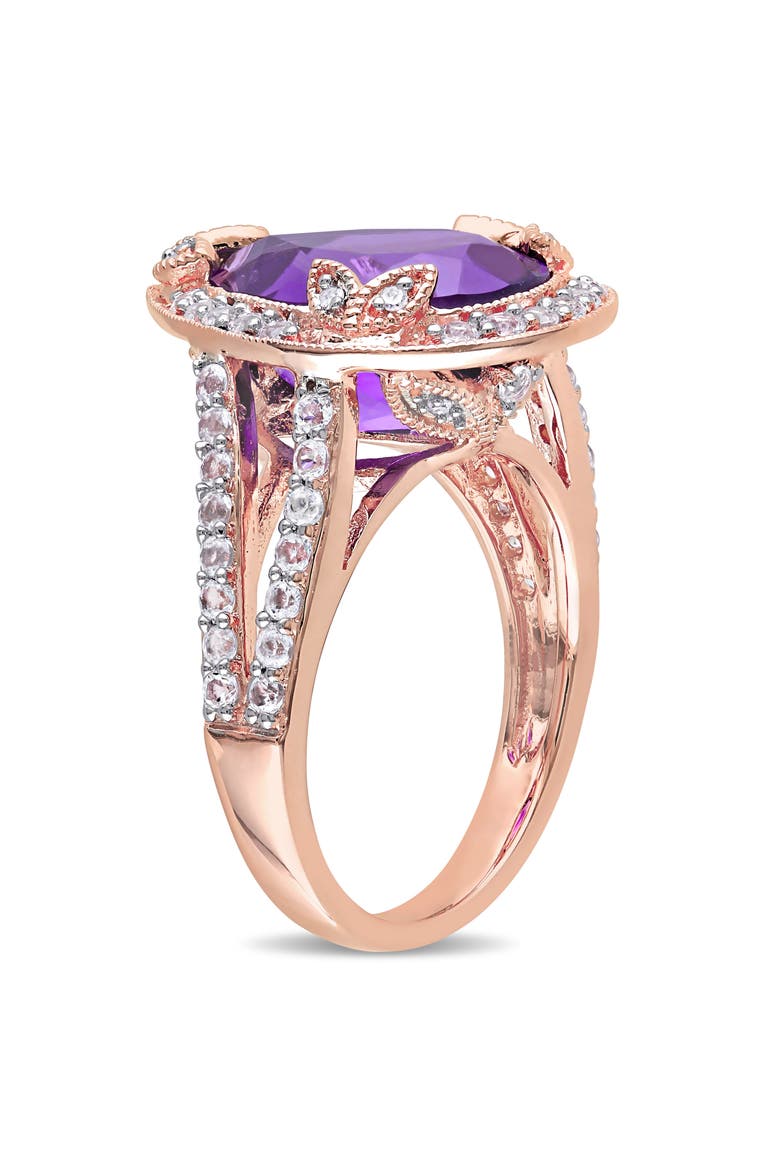 Amethyst, White Topaz & Diamond Shank Ring, Alternate, color, Amethyst