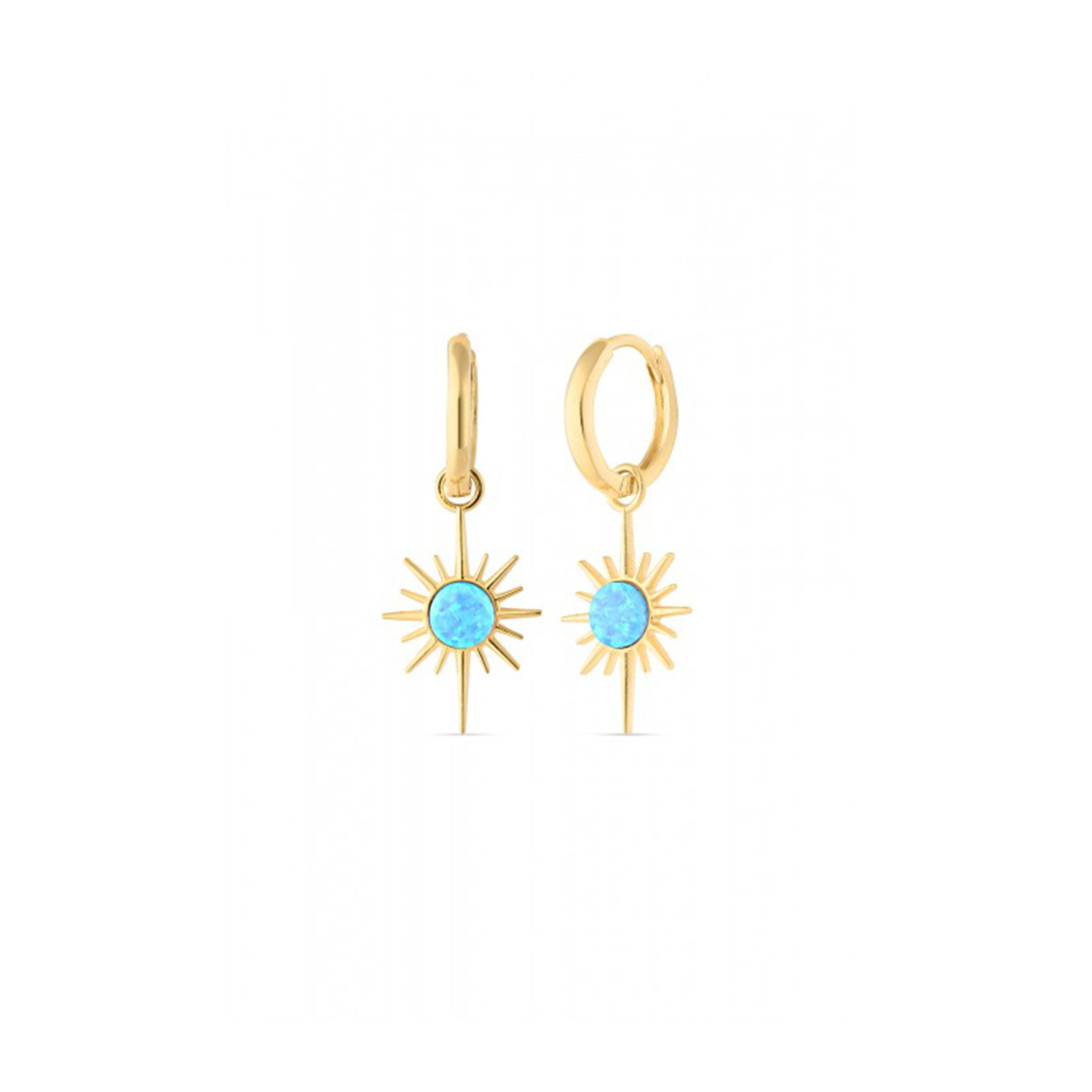 Spero London Blue Opal Northernstar Drop Hoop Earring Sterling Silver In Gold