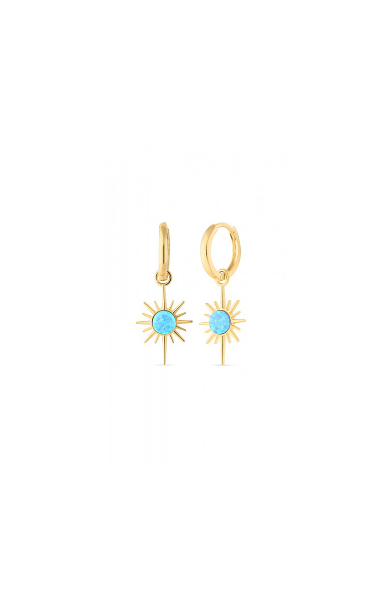 Spero London Blue Opal Northernstar Drop Hoop Earring Sterling Silver, Main, color, Gold