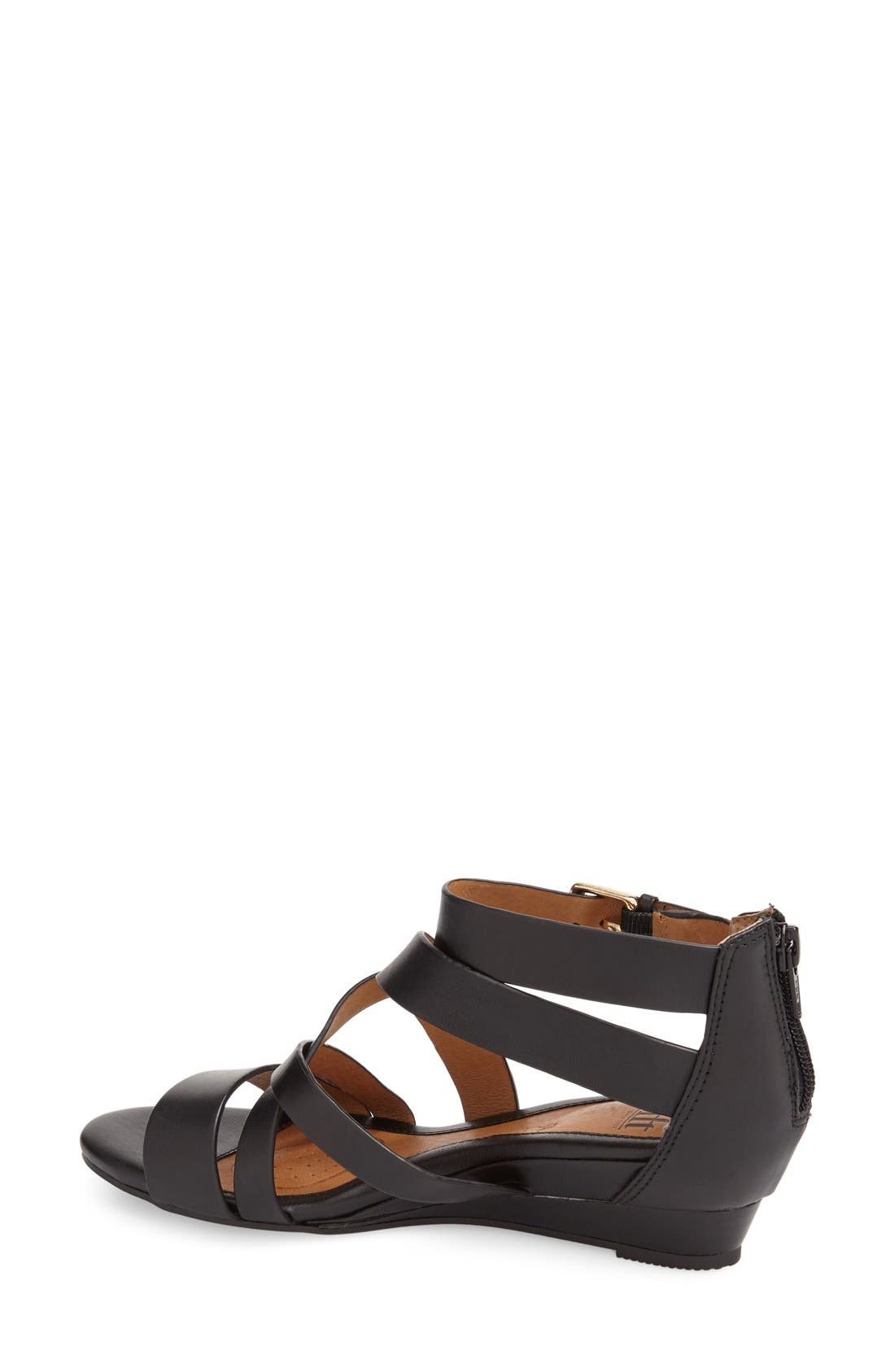 'Rianna' Wedge Sandal, Alternate, color, BLACK
