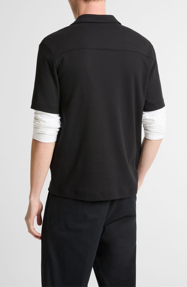Vince Mesh Knit Camp Shirt, Alternate, color, Black