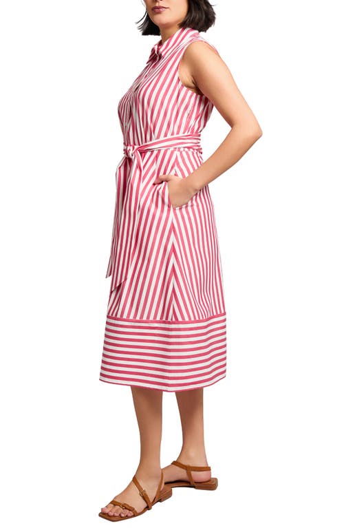 Jones New York Stripe Sleeveless Midi Shirtdress In Pattern