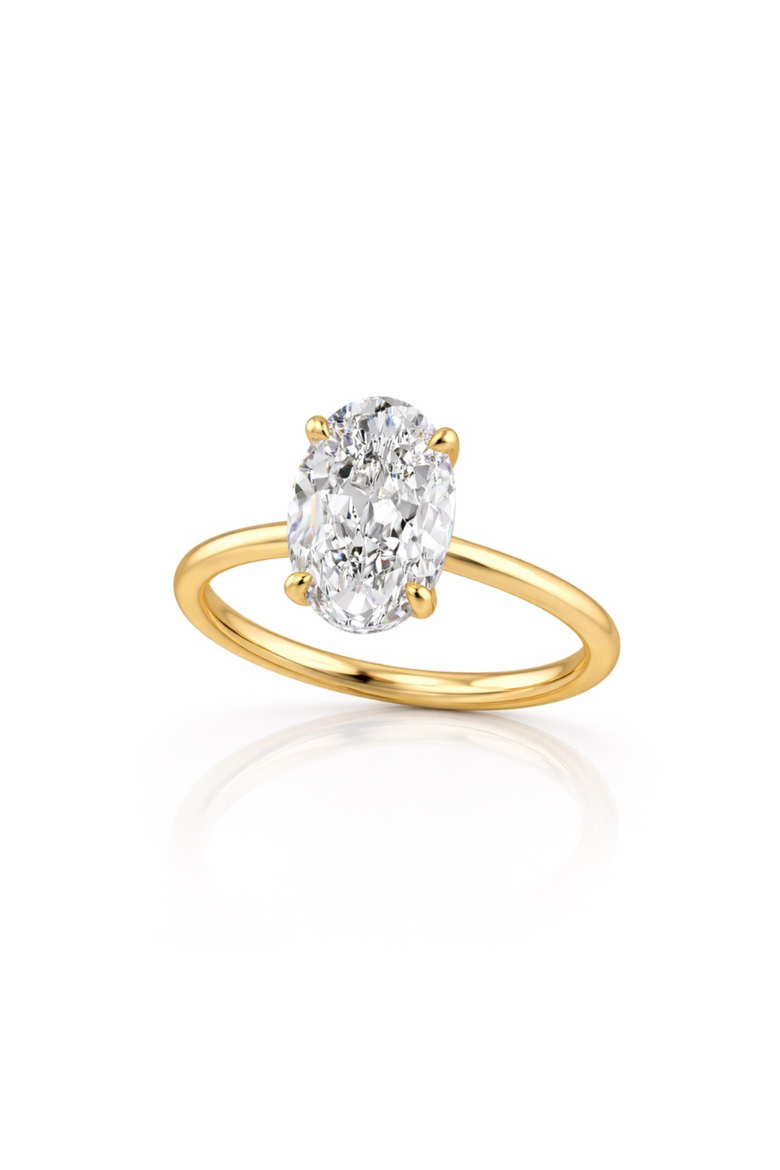 Elena Oval Moissanite Solitaire Vermeil Ring, Alternate, color, Gold