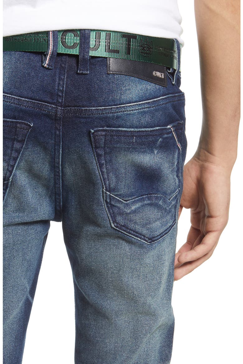 Punk Belted Super Skinny Jeans, Alternate, color, NASH