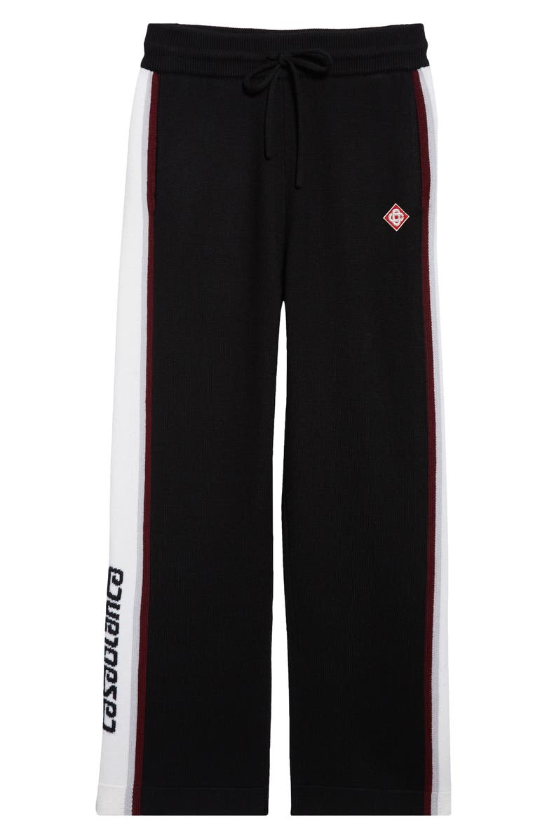 Casablanca Stripe Merino Wool Knit Trousers, Main, color, Black