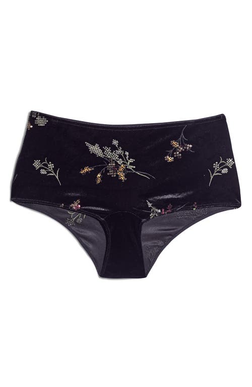 Etam Magique Beaded Sequin Boyleg Panties In Black
