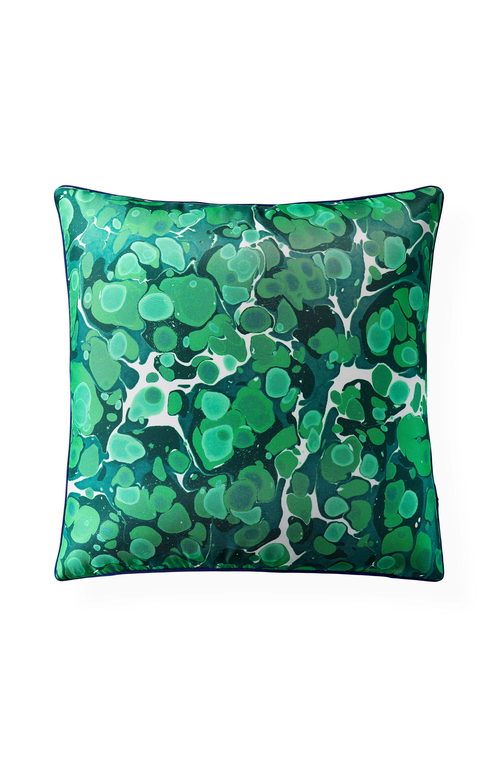 Jonathan Adler Marbleized Silk Pillow In Green