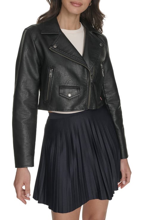 Crop Faux Leather Moto Jacket