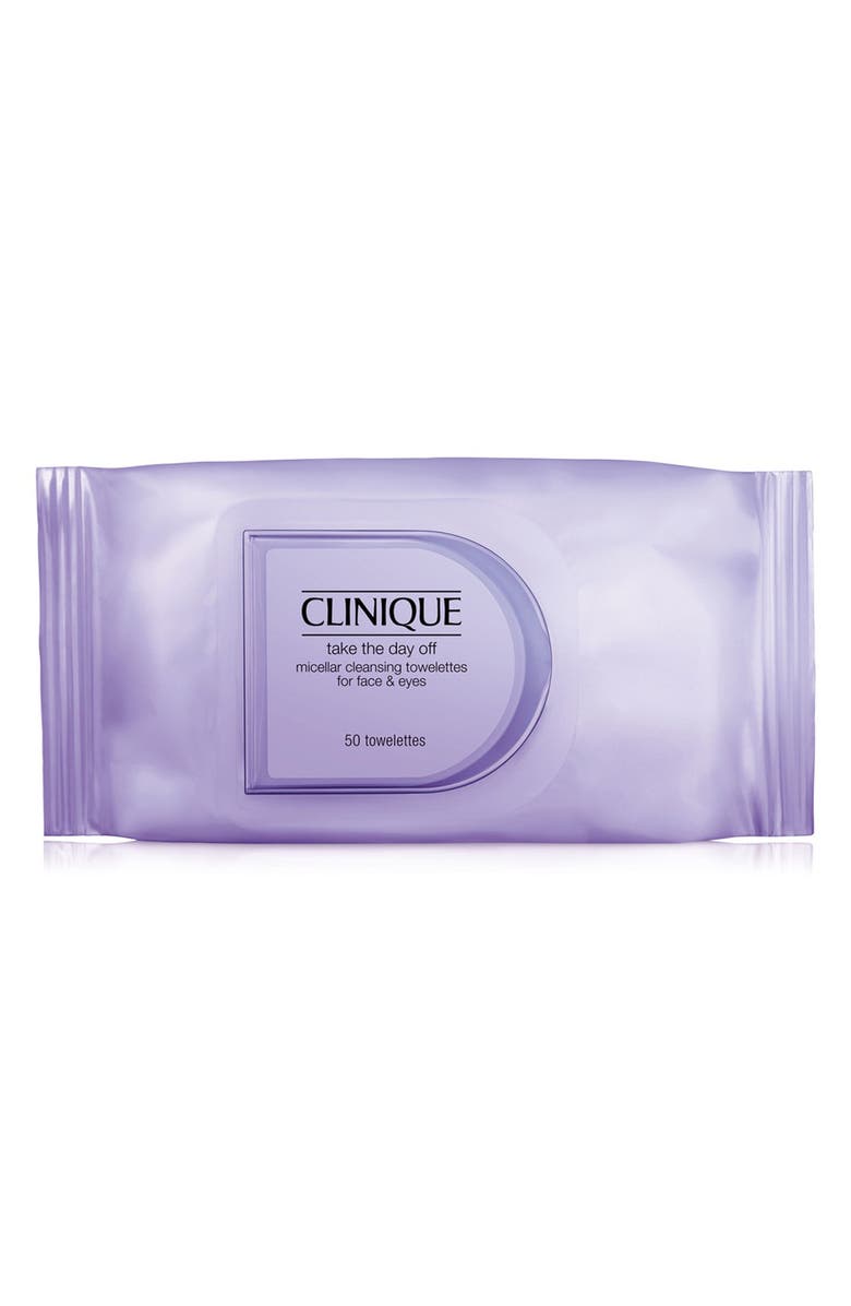 Clinique Take the Day Off Makeup Remover Micellar Cleansing Towelettes for Face & Eyes, Main, color, 