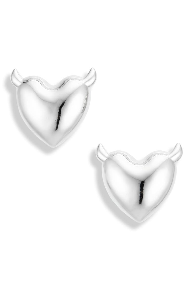 Devil Stud Earrings, Main, color, PALLADIUM