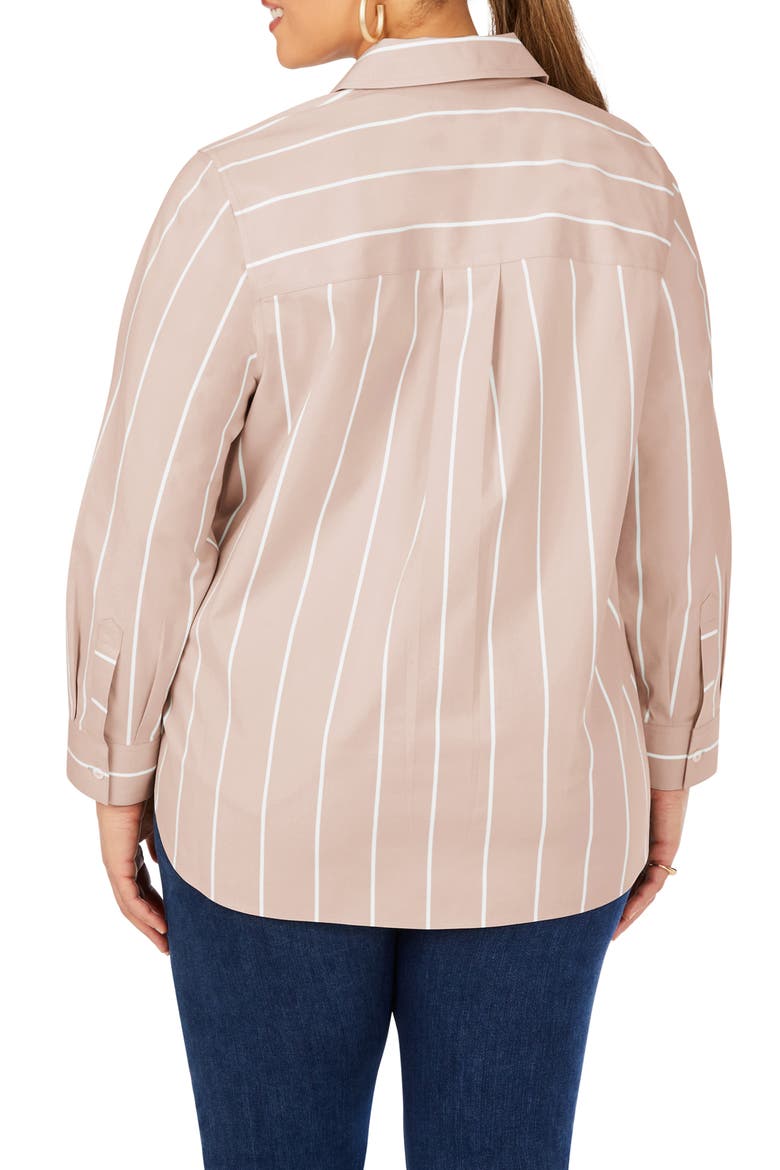 Simply Stripe Button-Up Shirt, Alternate, color, BIRCH WOOD
