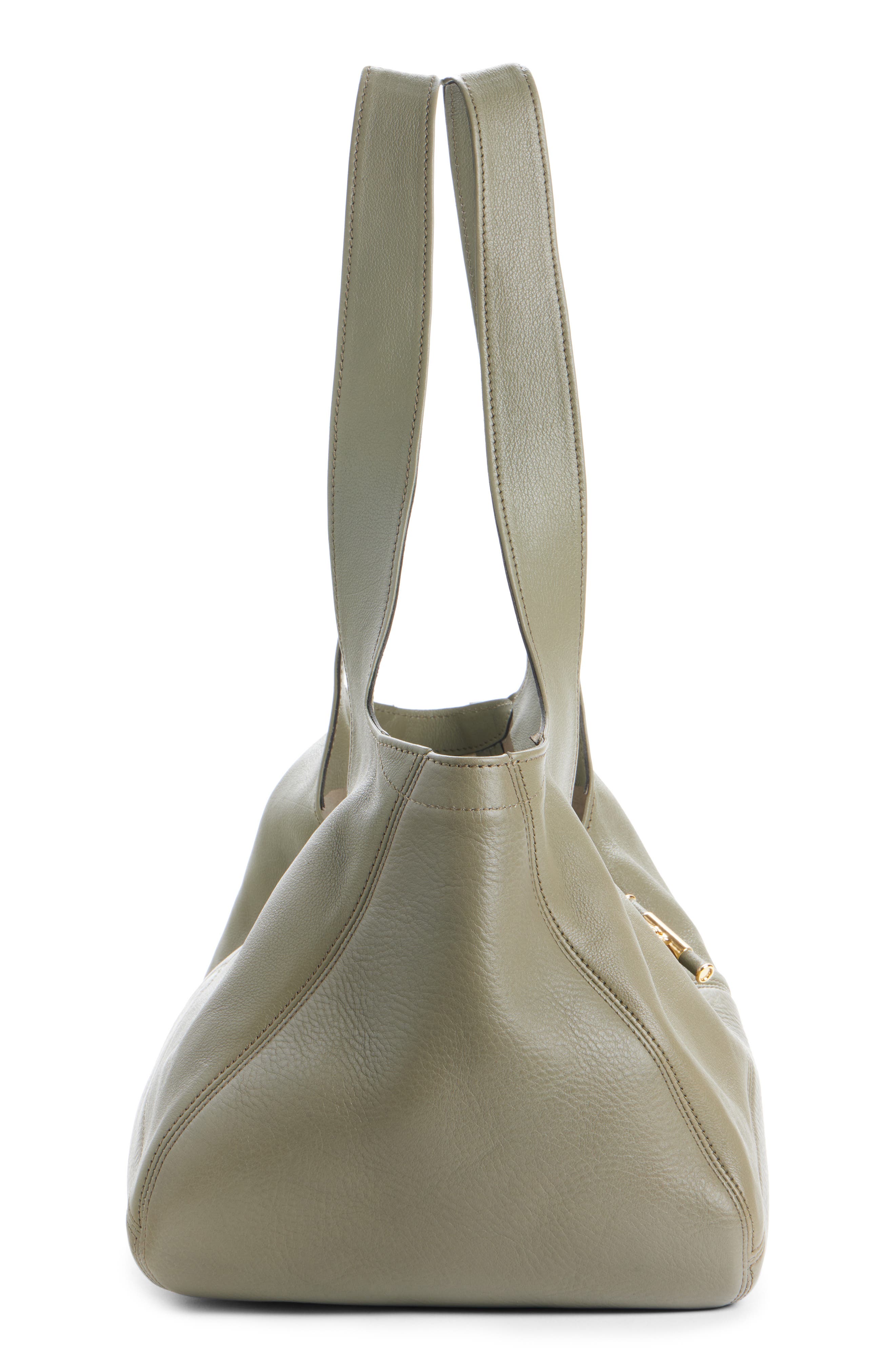 Chloé Medium Balloon Leather Tote, Alternate, color, Aloe Green