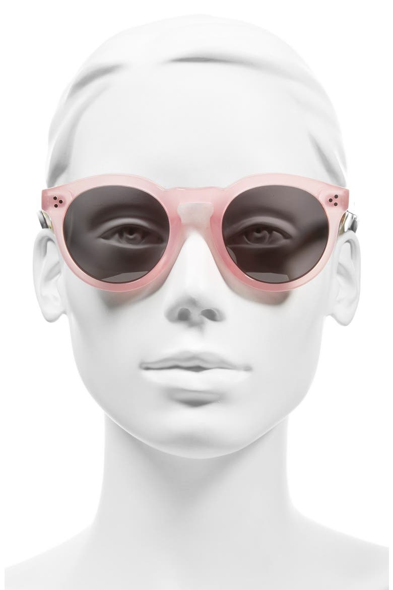 'Leonard II' 50mm Round Mirrored Sunglasses, Alternate, color, PINK/ FOREST