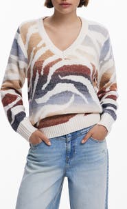 Desigual Ombré V-Neck Sweater