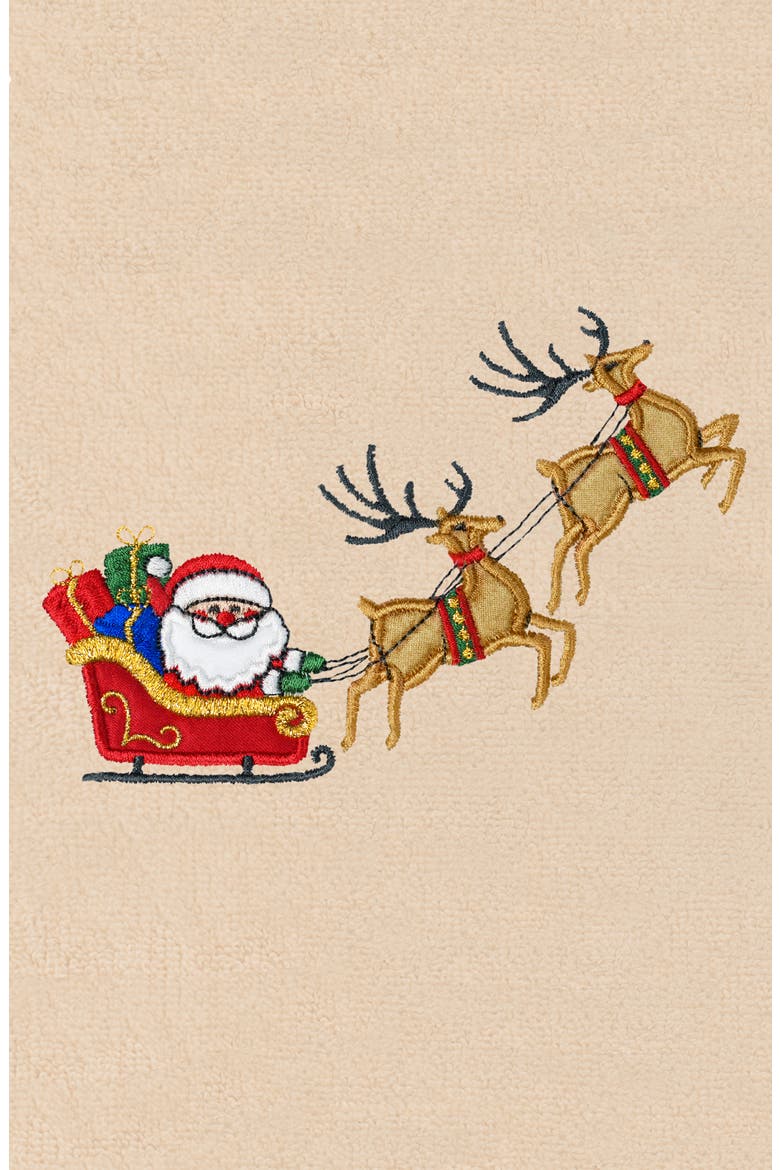 2-Piece Santa's Sled Turkish Cotton Hand Towel Set, Alternate, color, SAND
