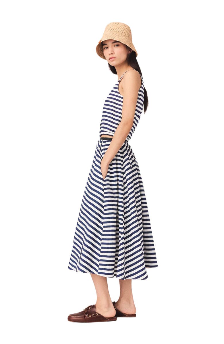 maje Linen-blend top, Alternate, color, White/Blue