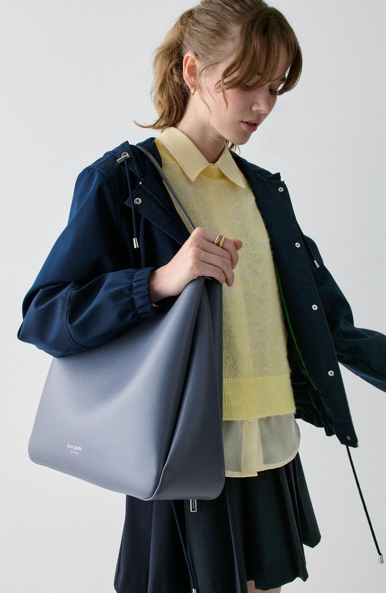 Kate Spade New York large grace leather shoulder bag, Alternate, color, Cinder Grey