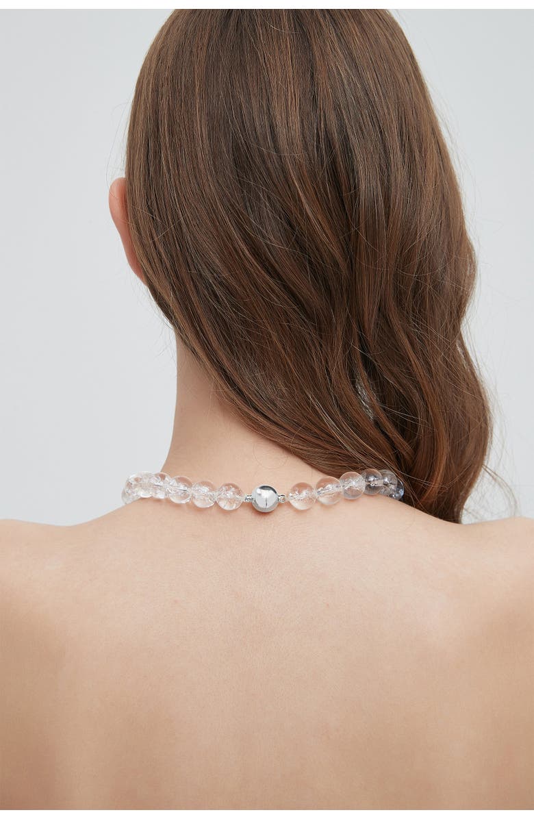 Classicharms Frostnova Azeztulite Clear Phantom Large Crystal Sphere Necklace-14mm, Alternate, color, Silver