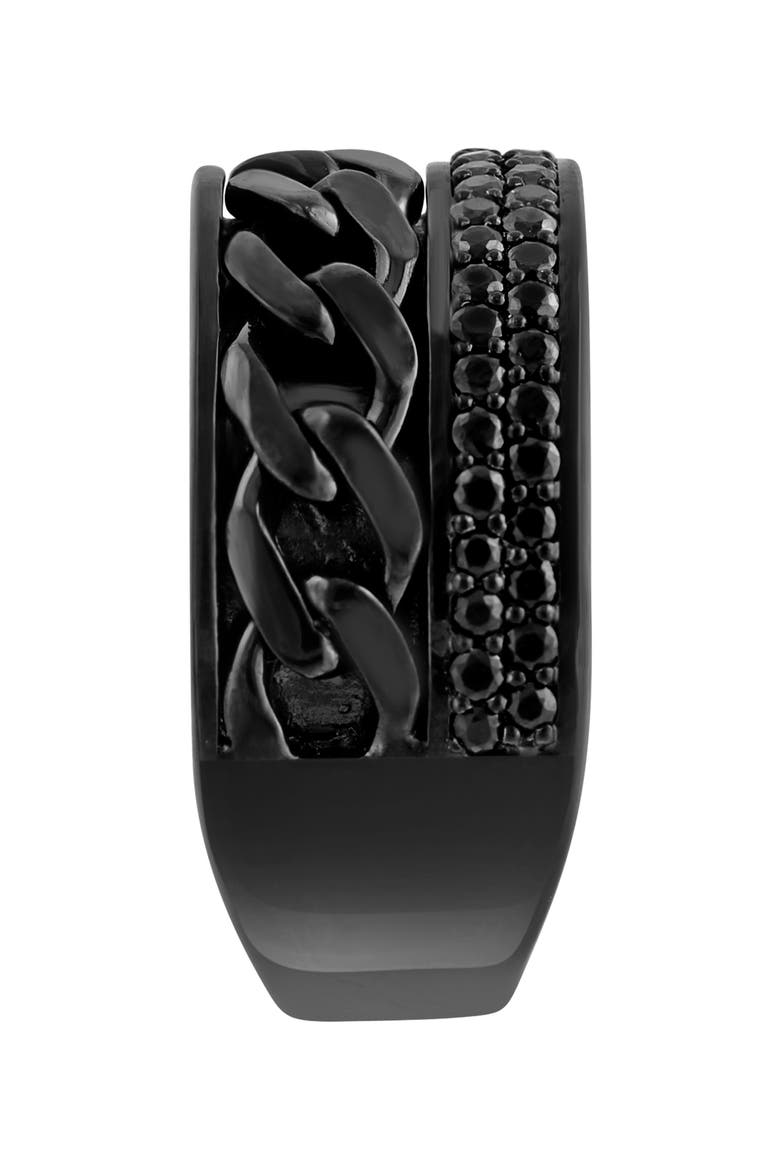 Men's Sterling Silver Pavé Black Spinel Band Ring, Alternate, color, BLACK
