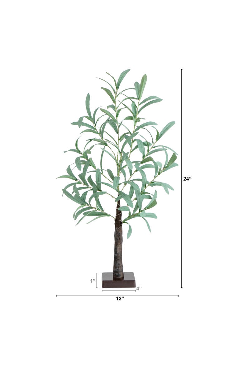 2-ft Lighted Artificial Olive Tree with 60 Warm White LED Lights, Alternate, color, Green