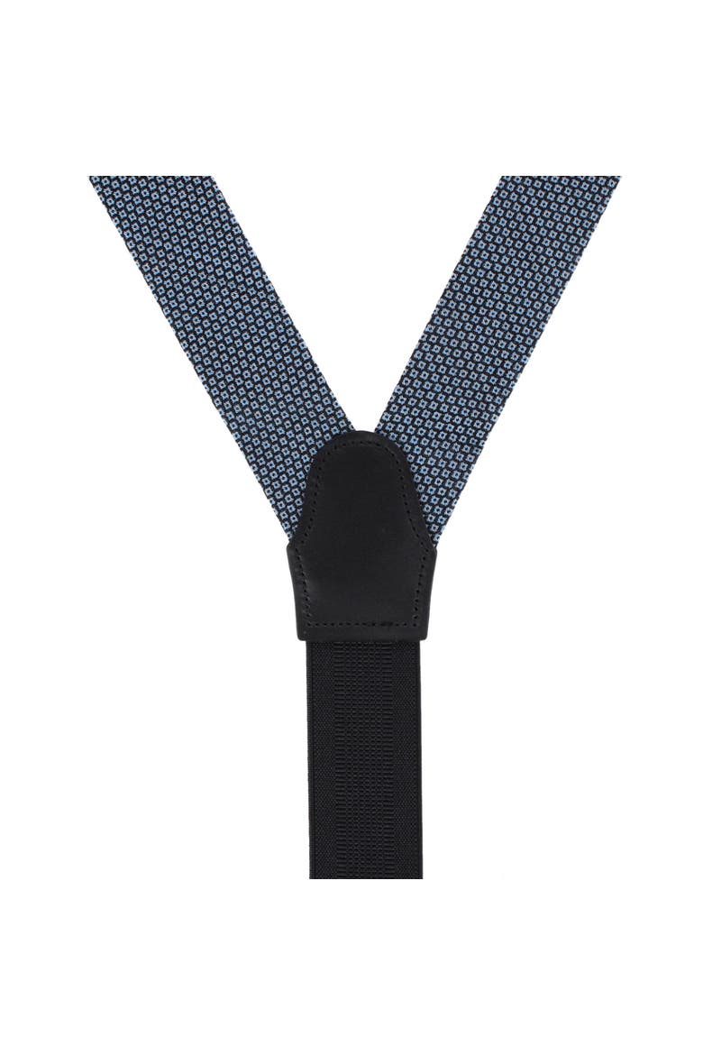 Nolan Neat Patterened Business Wool Blend Button End Suspenders, Alternate, color, Navy