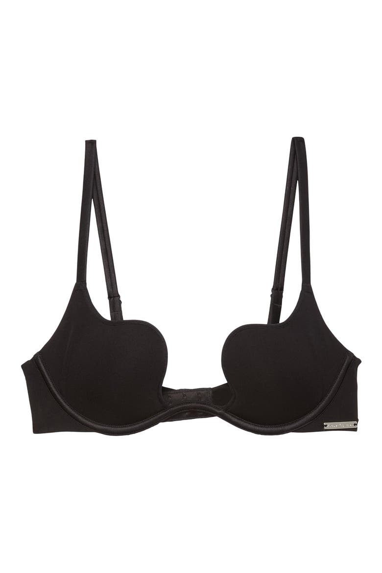 Le Stretch U-Neck Underwire Plunge Bra, Main, color, BLACK