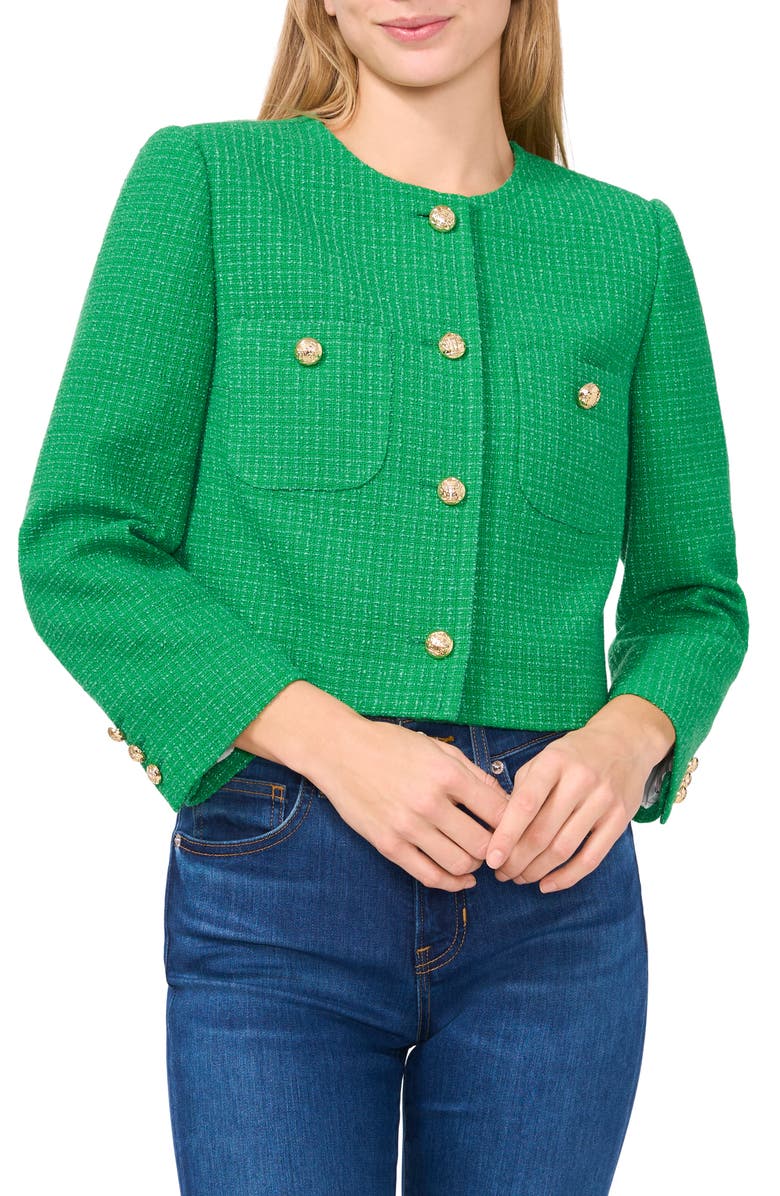Collarless Tweed Jacket