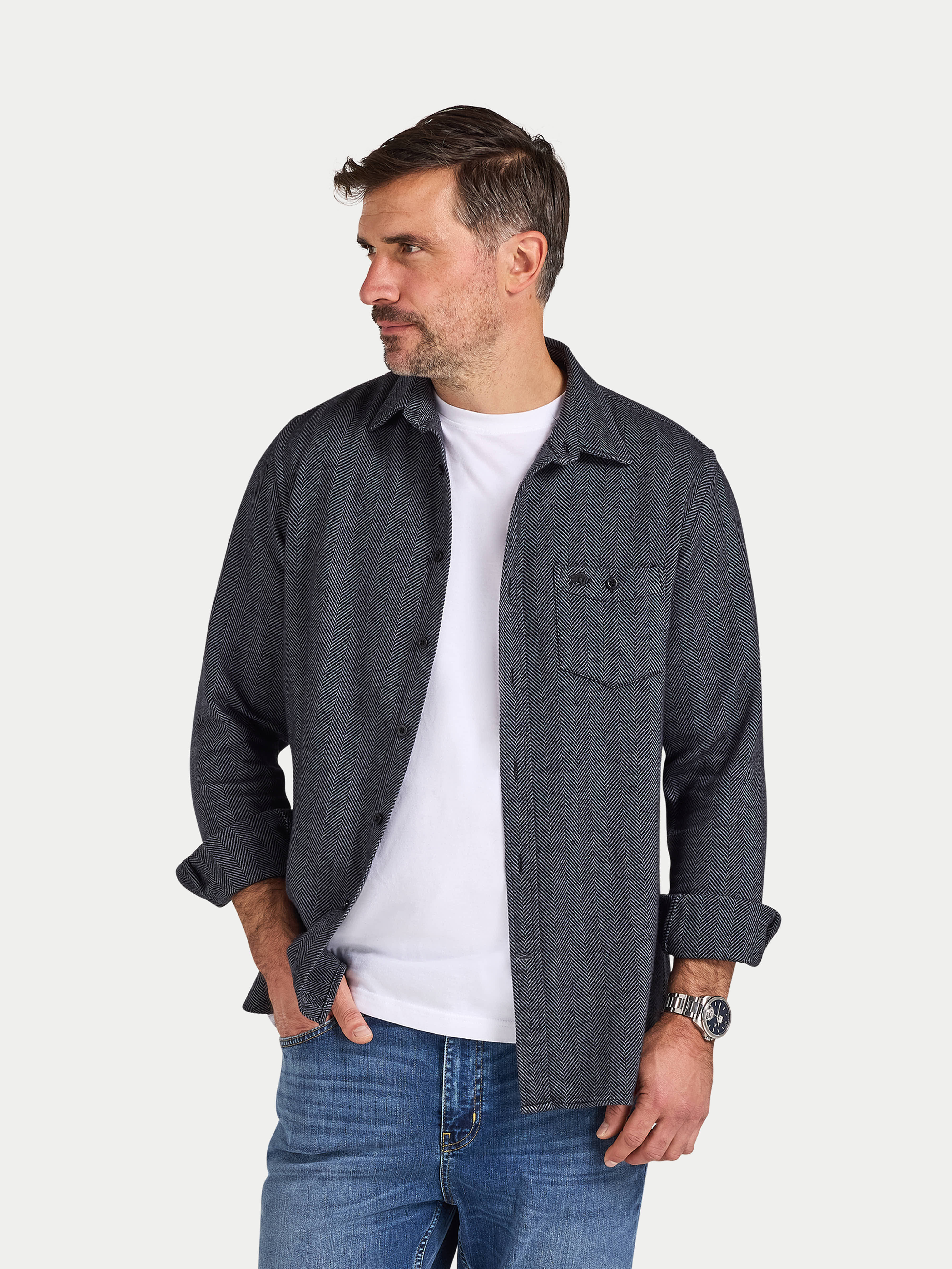 Long Sleeve Brushed Herringbone Shirt