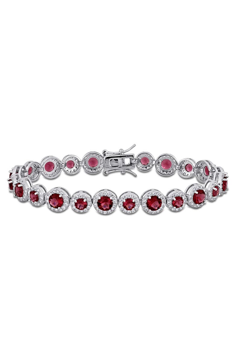 Julianna B. Red Cubic Zirconia & White Sapphire Tennis Bracelet, Main, color, 