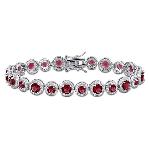 Red Cubic Zirconia & White Sapphire Tennis Bracelet