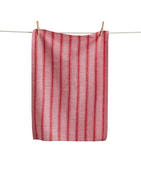 Red & White Stripe Dishtowel Red Multi Cotton Summer