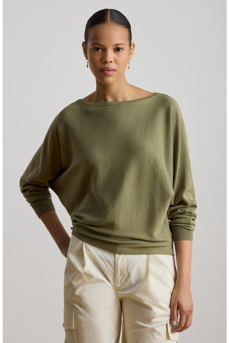 Boat Neck Cotton & Modal Sweater, Alternate, color, LIGHT AGAVE GREEN