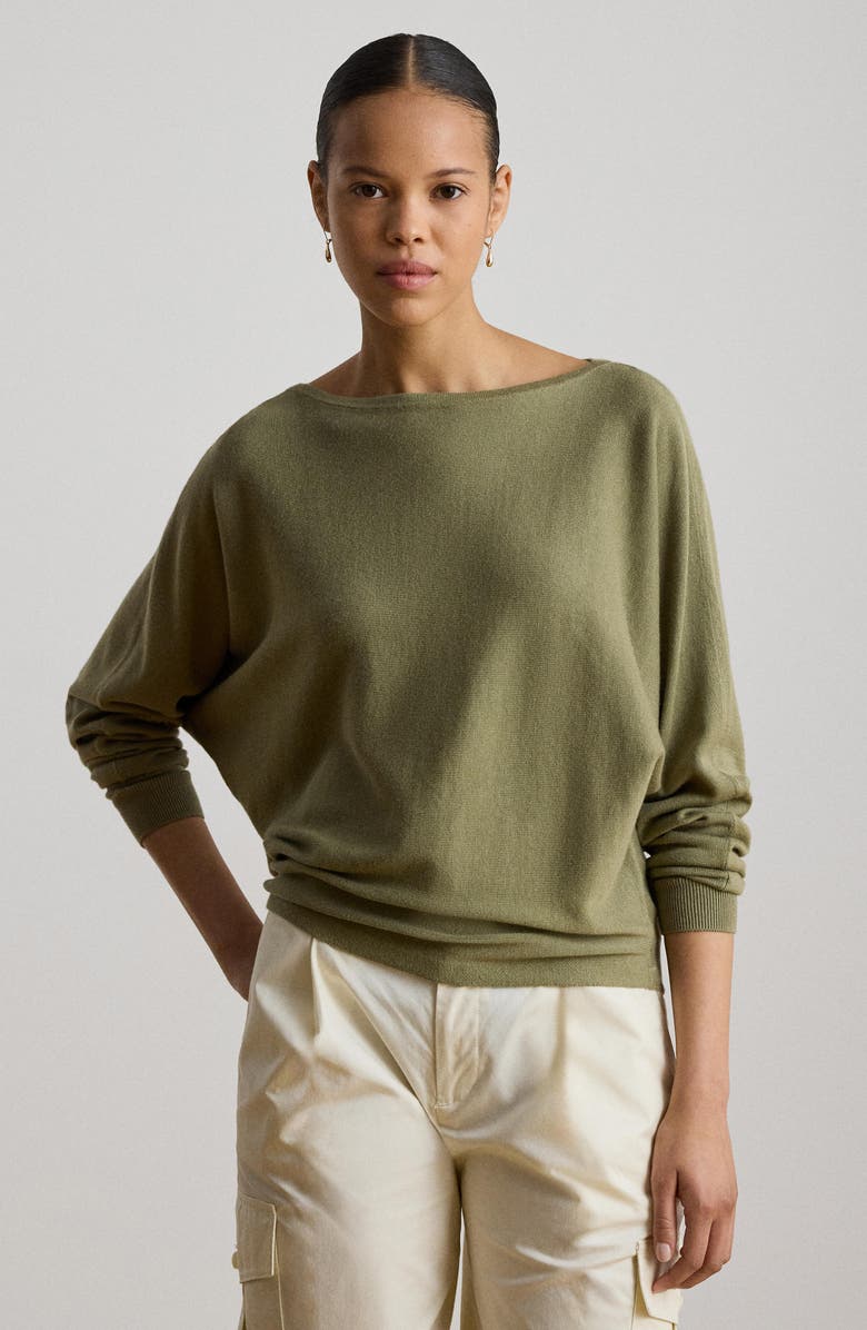 Lauren Ralph Lauren Boat Neck Cotton & Modal Sweater, Alternate, color, Light Agave Green