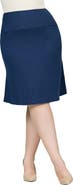 24seven Comfort Apparel A-Line Elastic Waist Knee Length Skirt