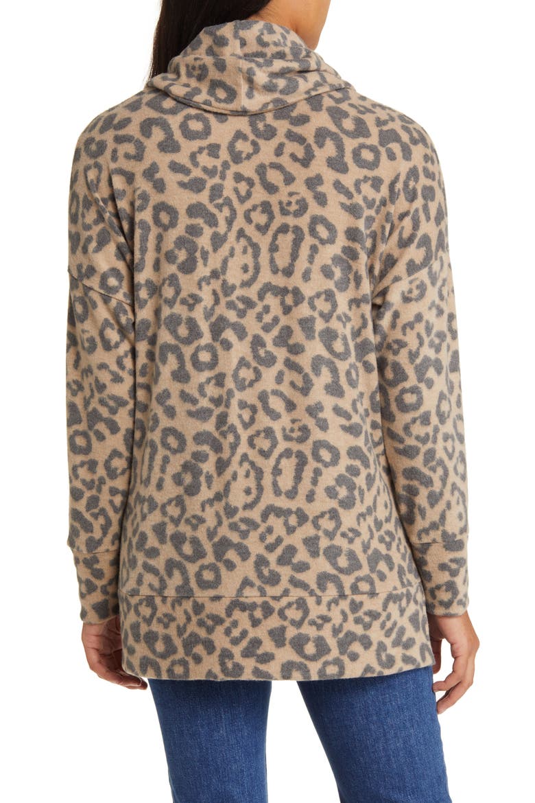 Cowl Neck Tunic, Alternate, color, CAMEL/ CHARCOAL