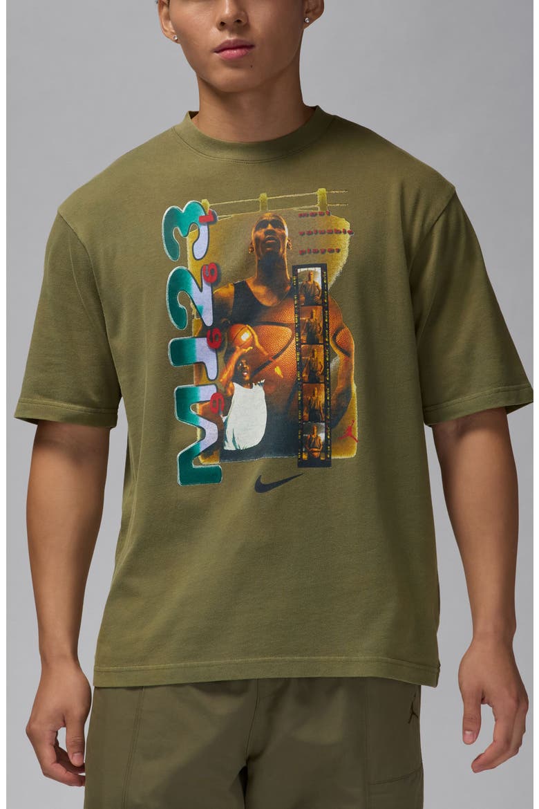 Retro Cotton Graphic T-Shirt, Main, color, MEDIUM OLIVE/ BLACK