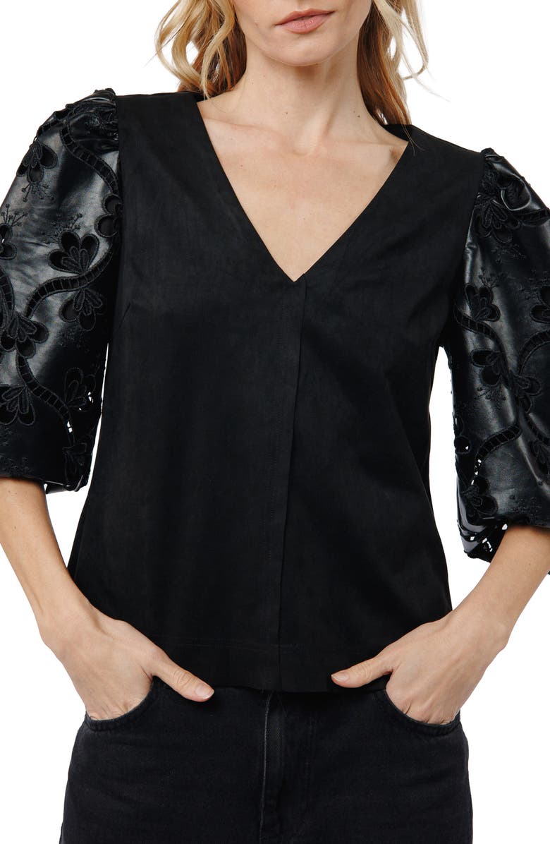 CIEBON Hudson Puff Sleeve Shirt, Main, color, Black