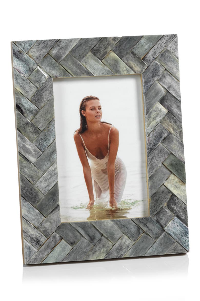 Bengkula Herringbone Bone Braid Photo Frame, Main, color, GRAY