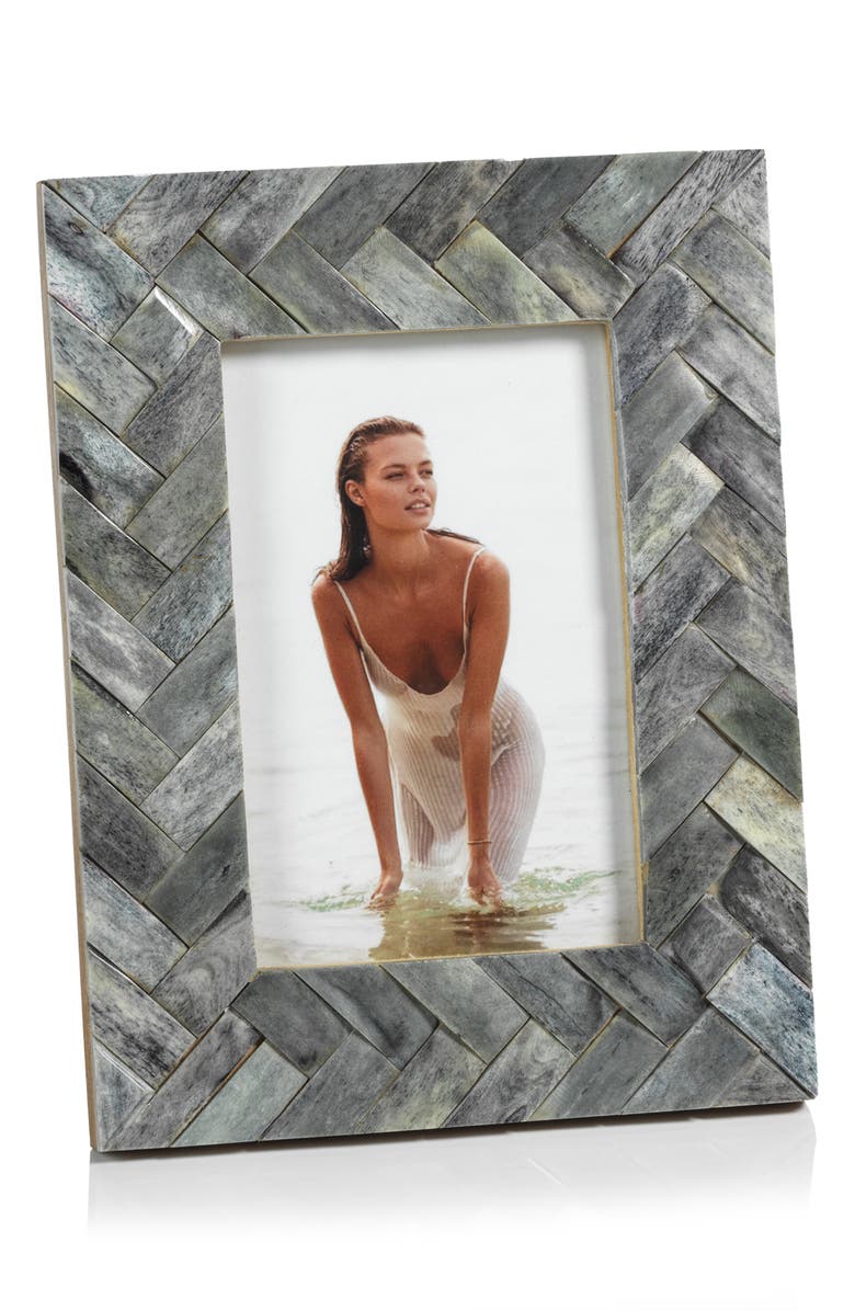 Zodax Bengkula Herringbone Bone Braid Photo Frame, Main, color, Gray
