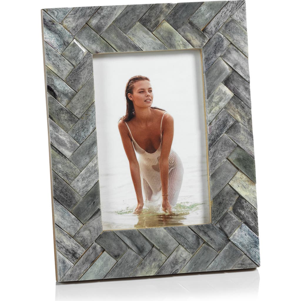 Zodax Bengkula Herringbone Bone Braid Photo Frame In Gray