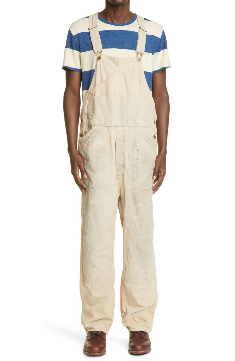 Double RL RRL Renshaw Canvas Panel Twill Overalls, Main, color,
