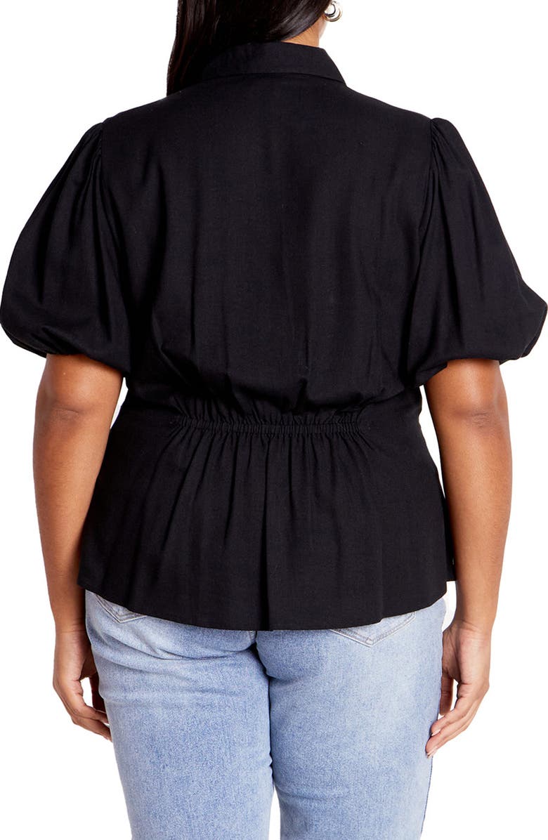 City Chic Betty Short Sleeve Button-Up Shirt, Alternate, color, 